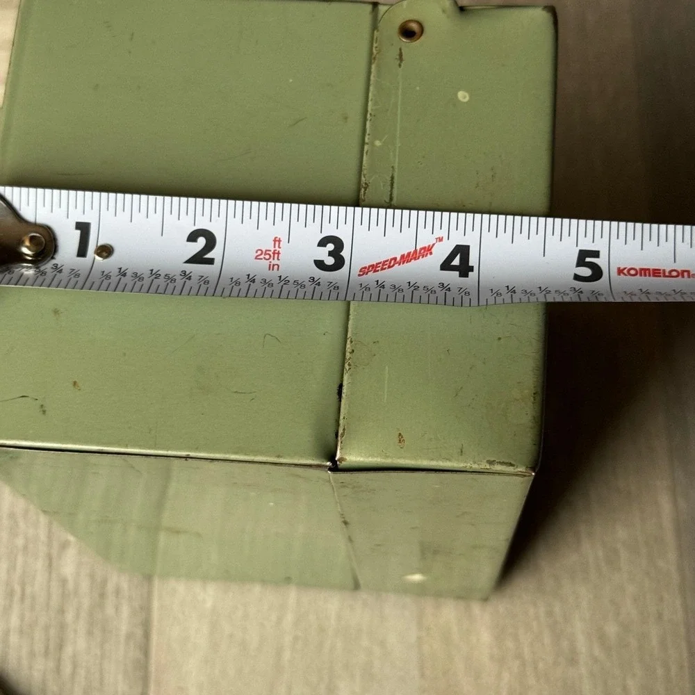 Vintage Sage Green Metal Index Card Box with A-Z Dividers Industrial Storage MCM
